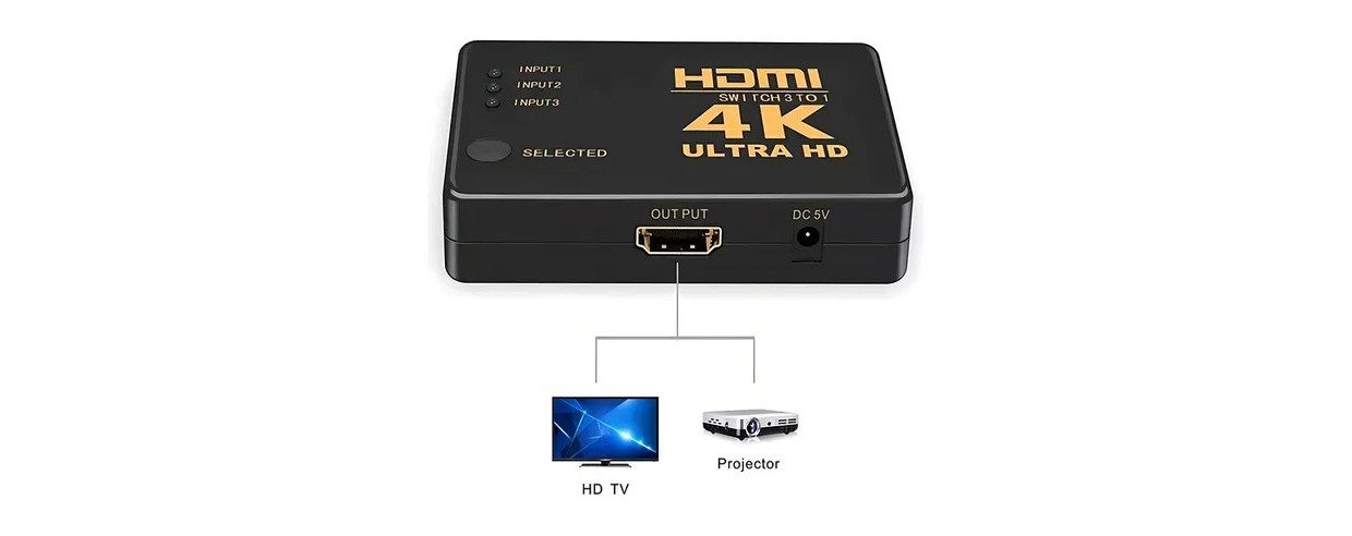 SWITCH HDMI 3 EN 1 4K ULTRA HD: SELECTOR CON...