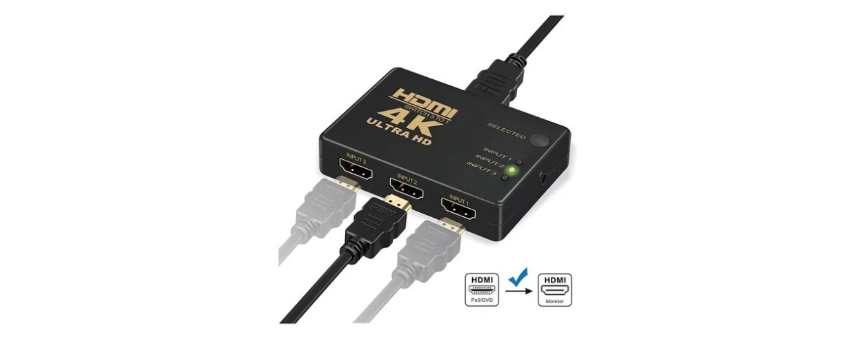 SWITCH HDMI 3 EN 1 4K ULTRA HD: SELECTOR CON...