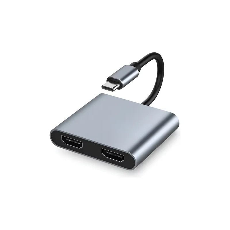 HUB USB-C 4 EN 1 DUAL HDMI 4K: ADAPTADOR MULTIPANTALLA CON USB 3.0 Y CARGA PD