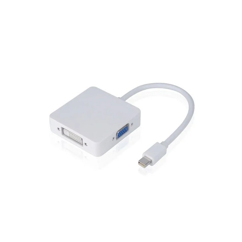 ADAPTADOR MINI DISPLAYPORT 3 EN 1 A HDMI, VGA Y DVI: CONVERSOR MULTIPUERTO PARA MACBOOK Y NOTEBOOKS