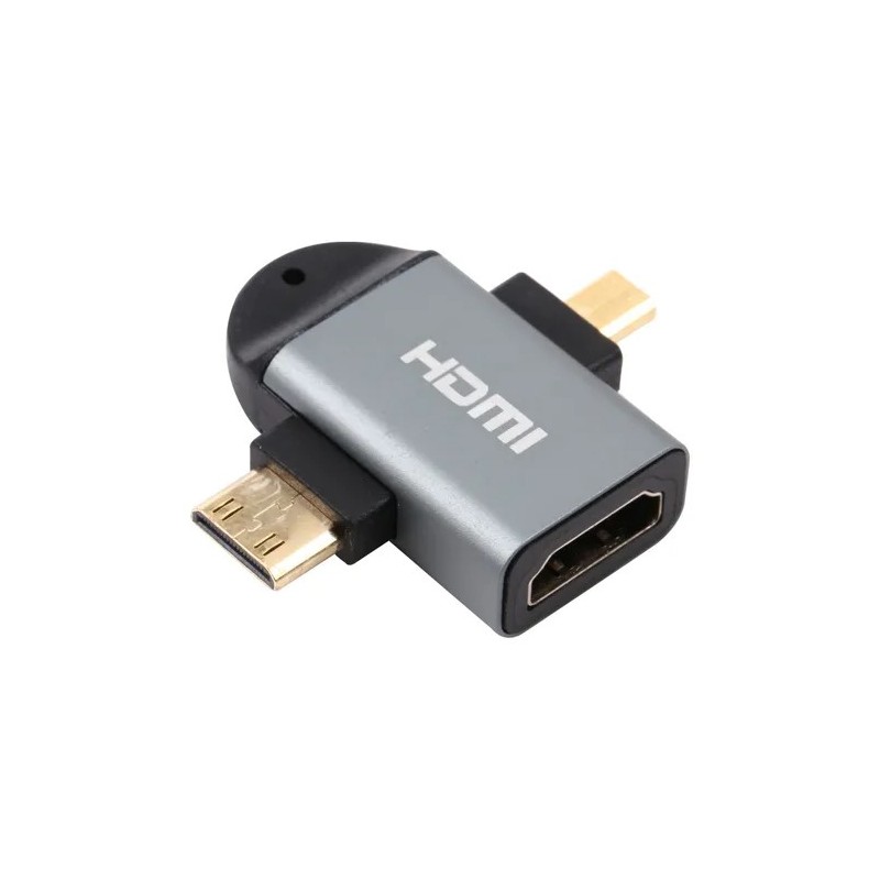 ADAPTADOR HDMI 2 EN 1: CONVERSOR A MINI HDMI Y MICRO HDMI CON SOPORTE 4K ULTRA HD