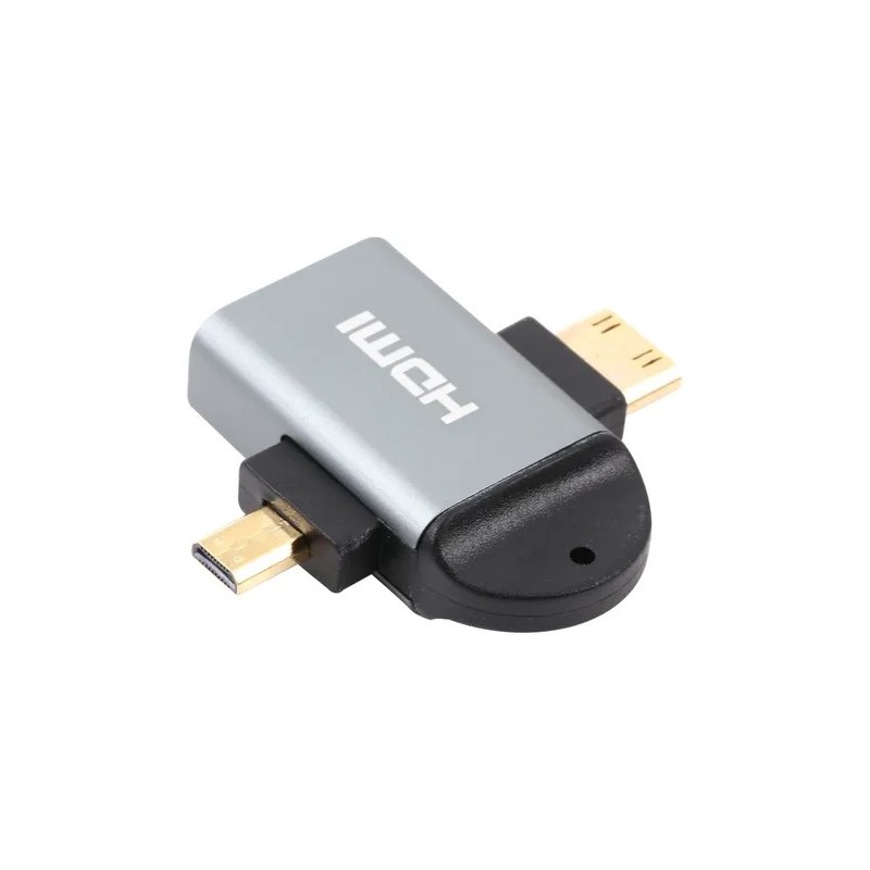 ADAPTADOR HDMI 2 EN 1: CONVERSOR A MINI HDMI Y MICRO HDMI CON SOPORTE 4K ULTRA HD