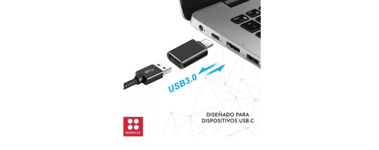 ADAPTADOR USB-C MACHO A USB 3.0 HEMBRA:...