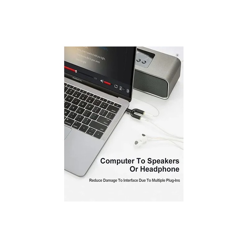 ADAPTADOR SPLITTER JACK 3.5MM EN U: SEPARADOR DE AUDIO Y MICRÓFONO PARA PC, CONSOLAS Y CELULARES