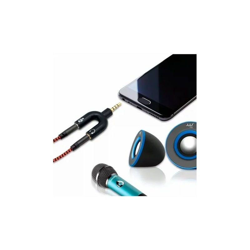 ADAPTADOR SPLITTER JACK 3.5MM EN U: SEPARADOR DE AUDIO Y MICRÓFONO PARA PC, CONSOLAS Y CELULARES