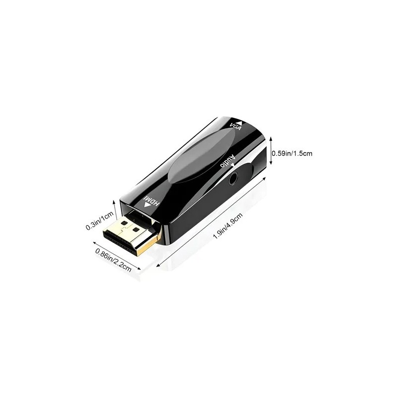 ADAPTADOR HDMI A VGA CON SALIDA DE AUDIO: CONVERSOR ACTIVO FULL HD 1080P PARA NOTEBOOK Y PROYECTOR