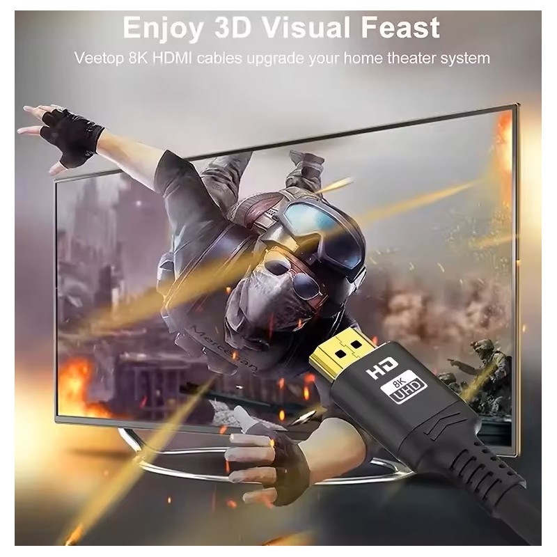 CABLE HDMI 2.1 8K ULTRA HD 48GBPS ALTA VELOCIDAD DERMAN