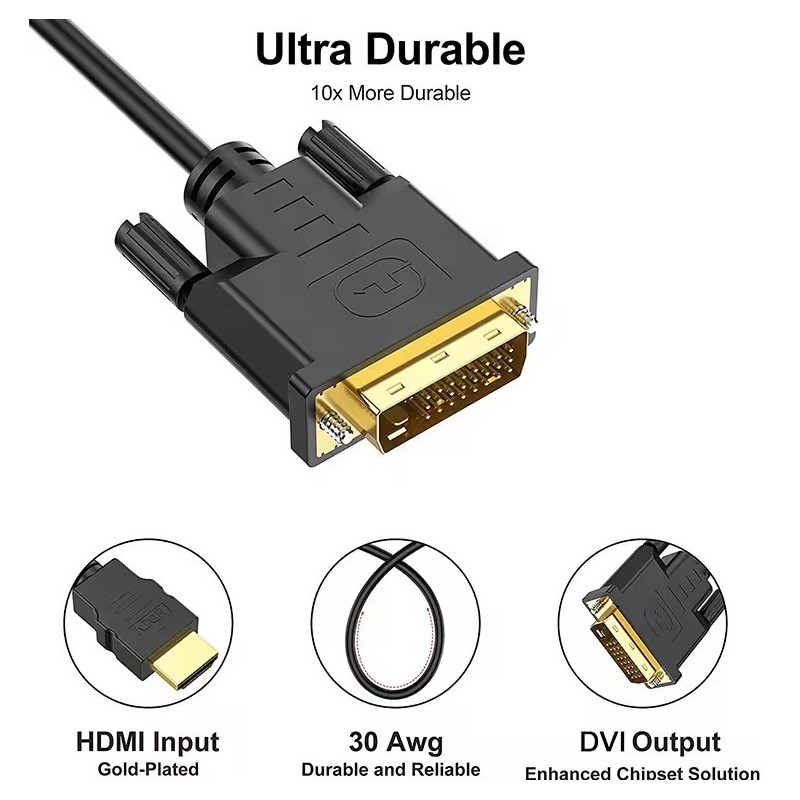 CABLE ADAPTADOR HDMI A DVI-D (24+1)...