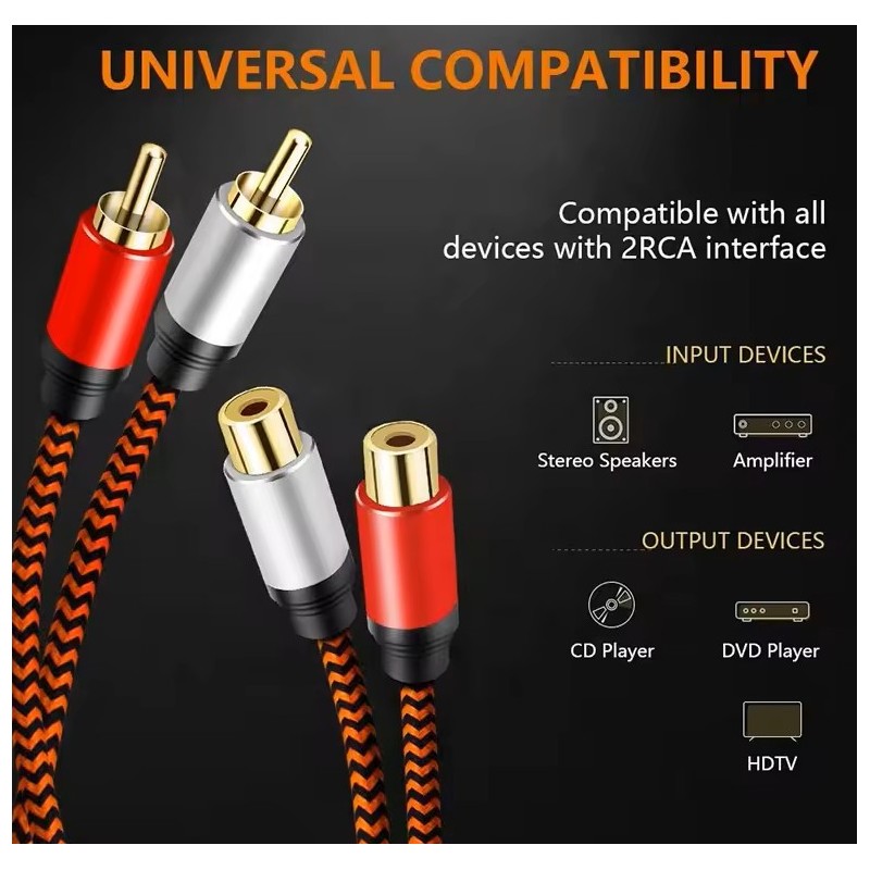 CABLE EXTENSOR DE AUDIO 2 RCA MACHO A 2 RCA...