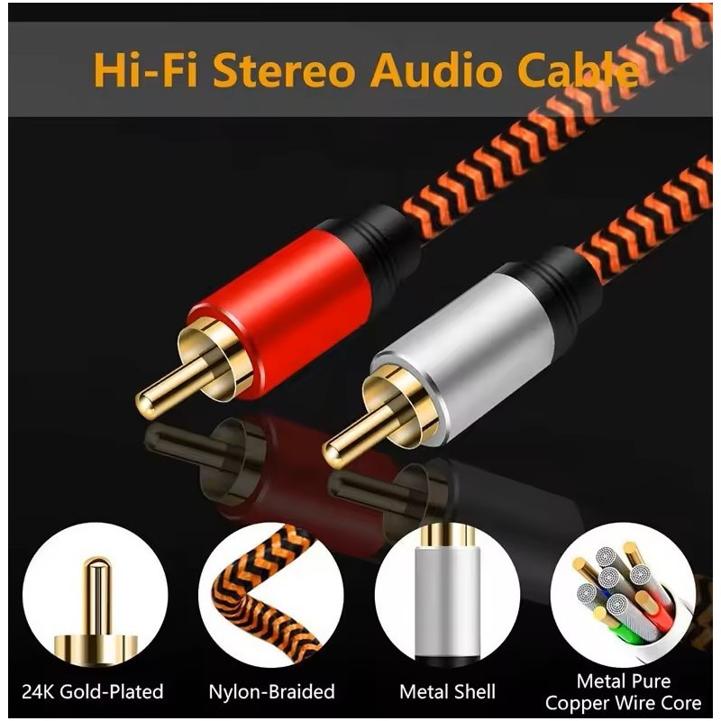 CABLE EXTENSOR DE AUDIO 2 RCA MACHO A 2 RCA...