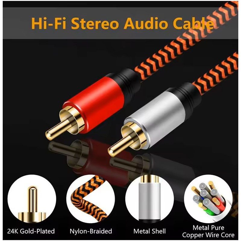 CABLE EXTENSOR DE AUDIO 2 RCA MACHO A 2 RCA HEMBRA - 1M A 12M DERMAN