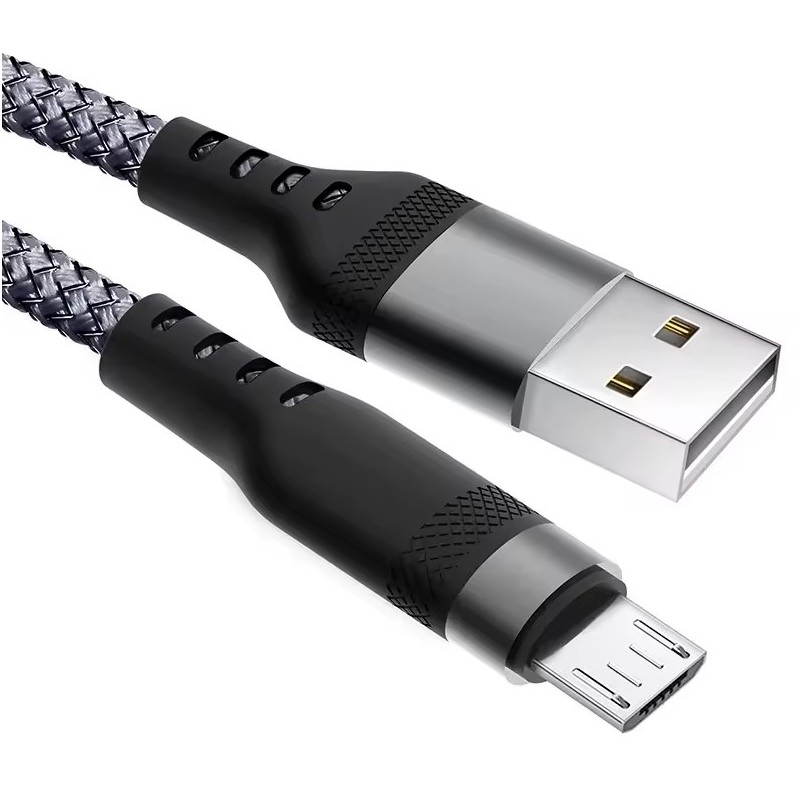 CABLE USB A MICRO USB TRENZADO CARGA RÁPIDA 3A - 1M / 2M DERMAN