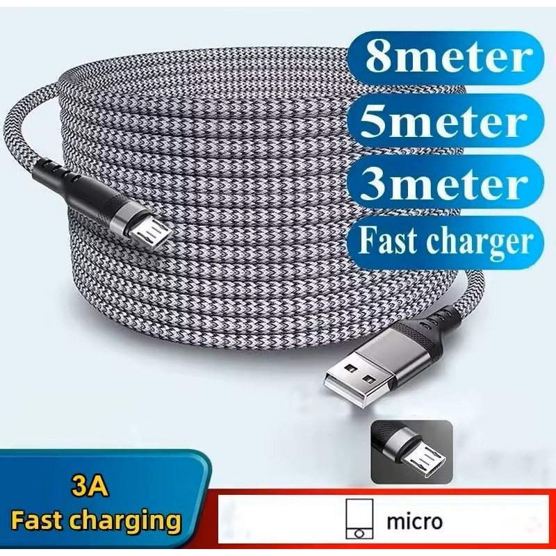 CABLE USB A MICRO USB TRENZADO CARGA RÁPIDA 3A...