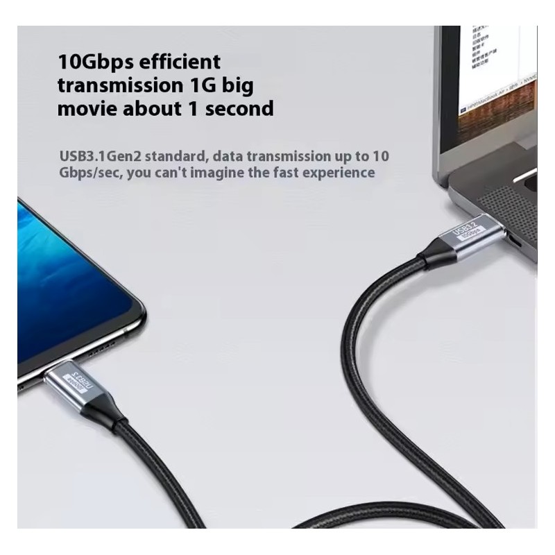 CABLE EXTENSIÓN USB-C 3.1 GEN2 10GBPS CARGA RÁPIDA PD - 1M / 2M DERMAN
